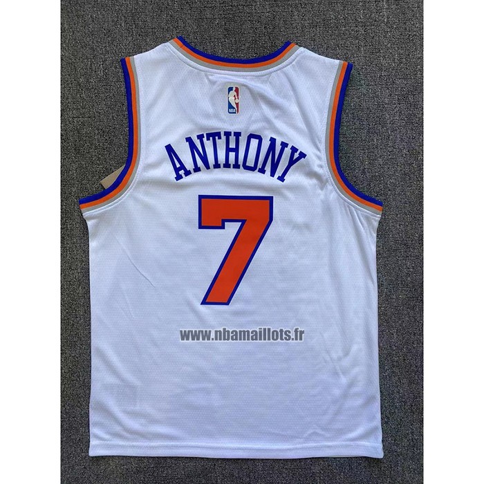 Maillot Enfant New York Knicks Carmelo Anthony NO 7 Association Blanc
